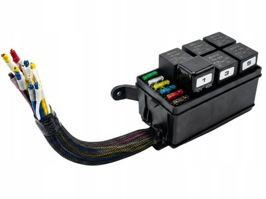 Skrzynka PRZEKAŹNIKÓW BEZPIECZNIKÓW 6+6 RELAY BOX Sparky SOLIDNA KABLE 12V