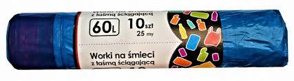 WORKI NA ŚMIECI  60L 10szt Z TAŚMĄ