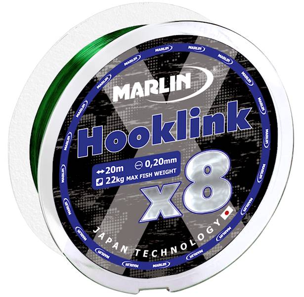 AIR Plecionka  HOOKLINK  X 8  0,20 / 20 m -zielona