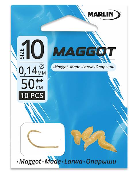 AJU Haczyki  z przyponem  MAGGOT  nr.10