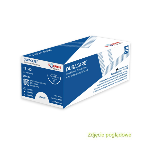 DOLPHIN SUTURES- Nici chirurgiczne duracare, polipropylenowe, 5-0, igła okrągła-odwrotnie tnąca 3/8 koła, długość igły 16mm, długość nici 70 cm, opakowanie zawiera 12 nici