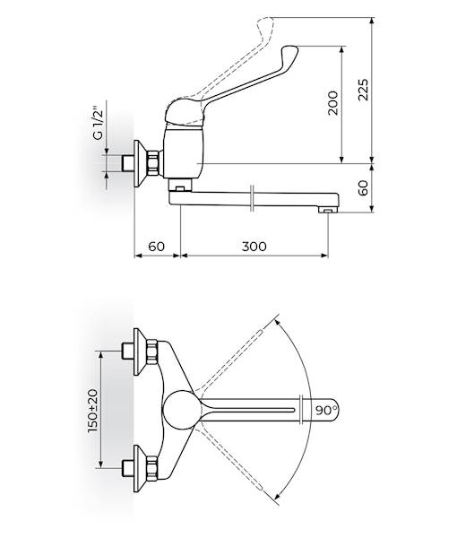 ROSAN Bateria zlewozmywakowa lekarska BUL-UZ 300 KING