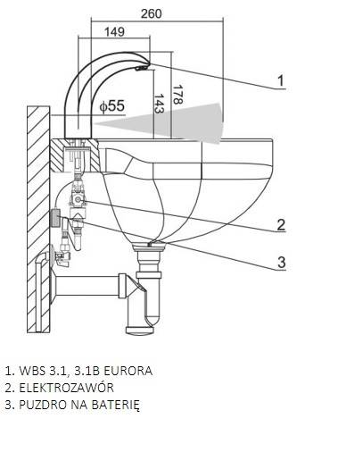 SENZOR Bezdotykowa bateria umywalkowa WBS 3.1B EURORA