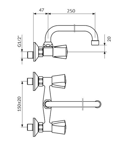 Bateria umyw.-zlew. U-250 KLASIK KERAMIK