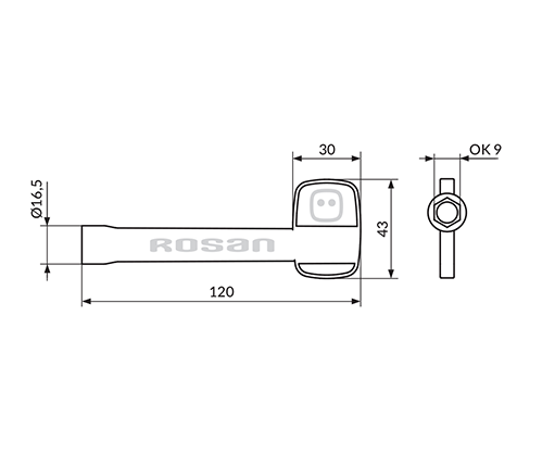 Klucz do zestawu PSET01S 9mm