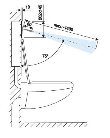 Bezdotykowy spłukiwacz toalet. ASS 6MA2