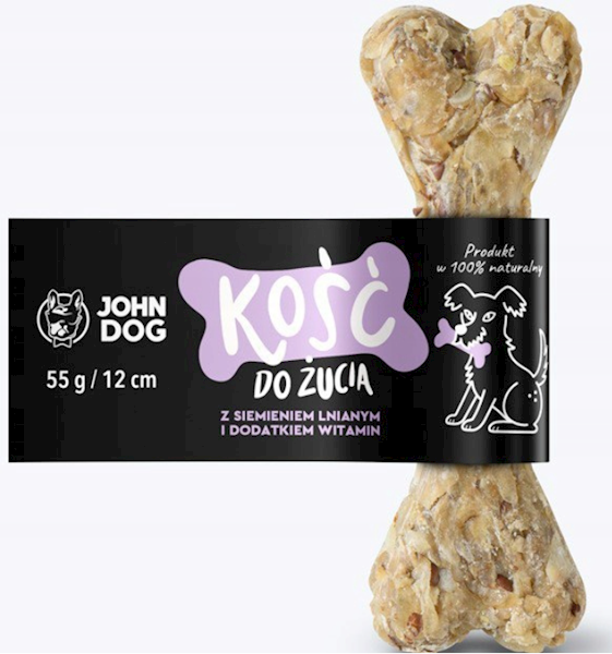 JOHN DOG KOŚĆ DO ŻUCIA Z SIEMIENIEM LNIANYM I DODATKIEM WITAMIN 12CM