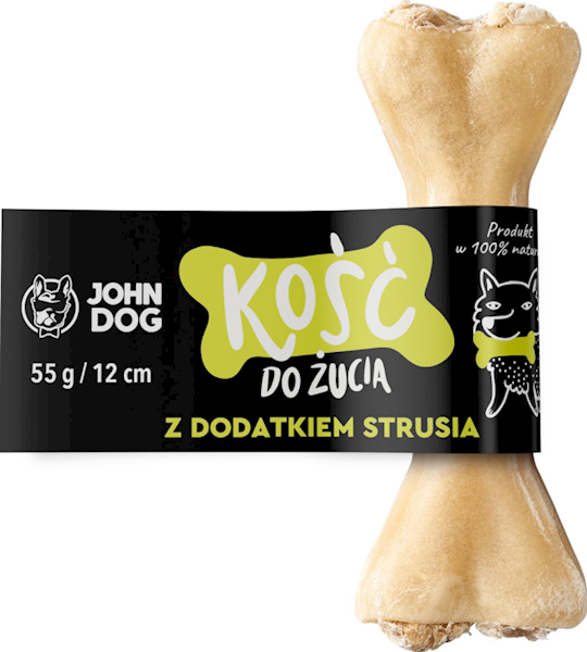 JOHN DOG KOŚĆ DO ŻUCIA ZE STRUSIEM 12CM