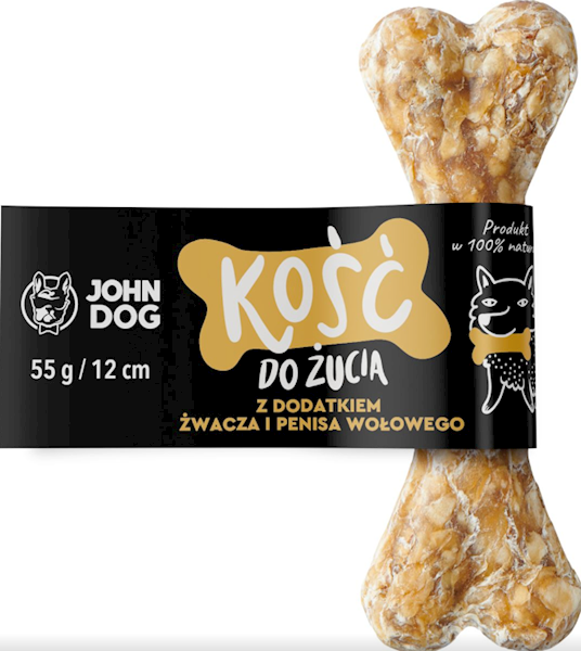 JOHN DOG KOŚĆ DO ŻUCIA ZE ŻWACZEM I PENISEM WOŁOWYM 12CM