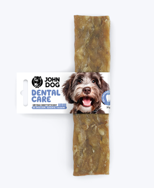 JOHN DOG GRYZAK DENTAL CARE ZE ŻWACZEM WOŁOWYM, SZAŁWIĄ I ALGAMI 35G
