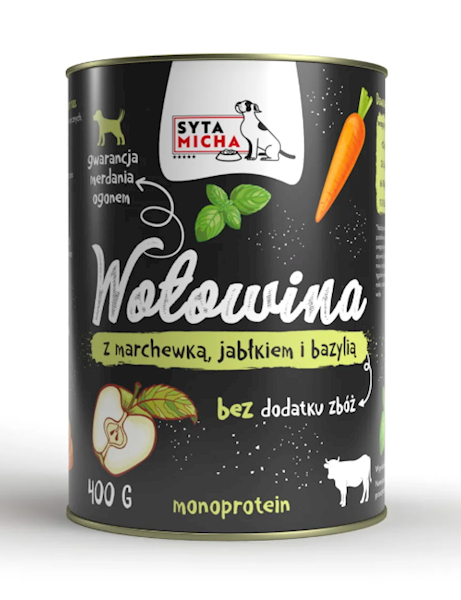 SYTA MICHA WOŁOWINA Z MARCHEWKĄ I JABŁKIEM 400G
