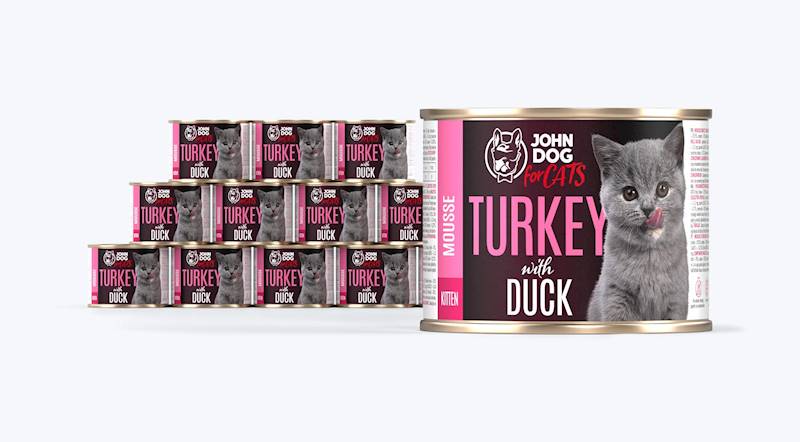 JOHN DOG FOR CATS KOCIĘTA INDYK I KACZKA 200G