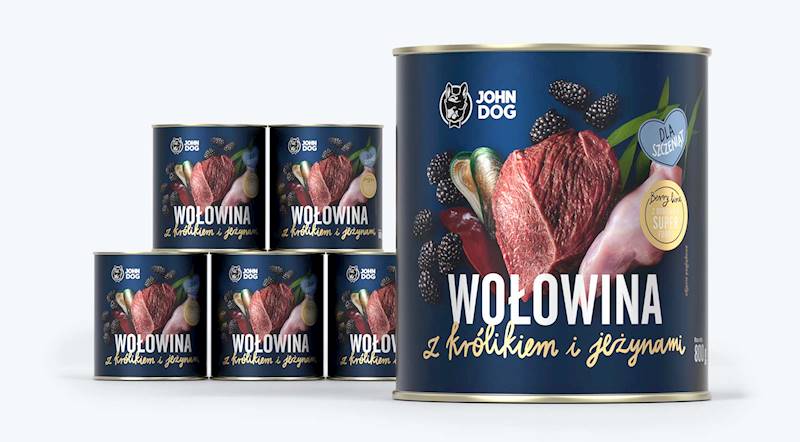 JOHN DOG BERRY SZCZENIAK WOŁOWINA KRÓLIK 800G