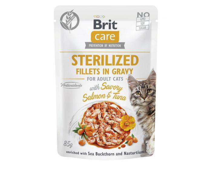 BRIT CARE 85G KOT STERILIZED W SOSIE ŁOSOŚ TUŃCZYK