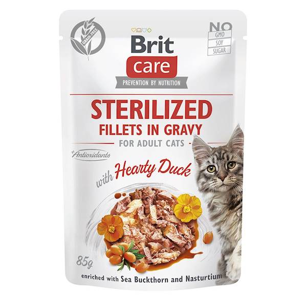 BRIT CARE SASZETKA 85G KOT STERILIZED FILET Z KACZKĄ