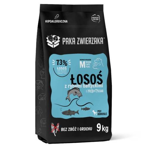 PAKA ZWIERZAKA KARMA SUCHA ŁOSOŚ Z RYBAMI BAŁTYCKIMI 9KG