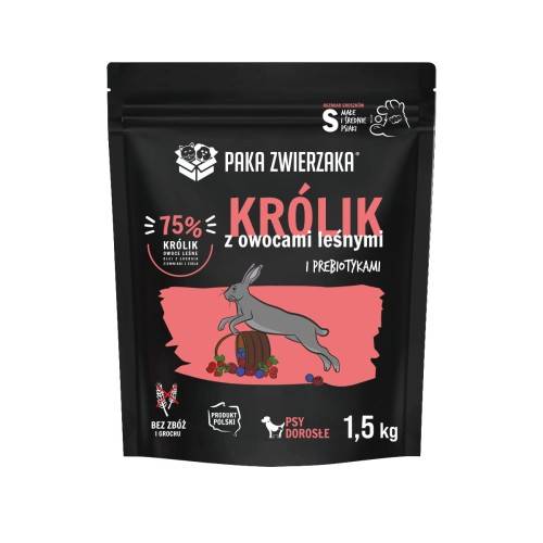 PAKA ZWIERZAKA KARMA SUCHA KRÓLIK Z OWOCAMI LEŚNYMI "S" 1,5KG