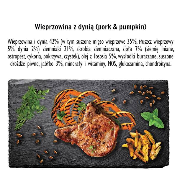 PAKA ZWIERZAKA KARMA SUCHA WIEPRZOWINA Z DYNIĄ "L" 3KG