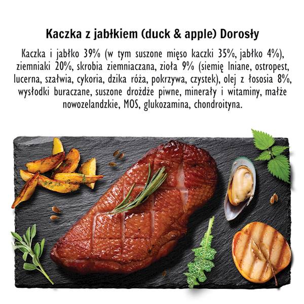 PAKA ZWIERZAKA KARMA SUCHA KACZKA Z JABŁKIEM "M" 3KG