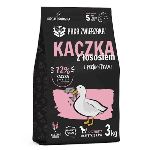 PAKA ZWIERZAKA KARMA SUCHA KACZKA Z ŁOSOSIEM PUPPY 3KG
