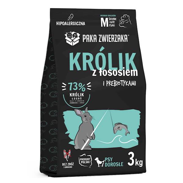 PAKA ZWIERZAKA KARMA SUCHA KRÓLIK Z ŁOSOSIEM "M" 3KG