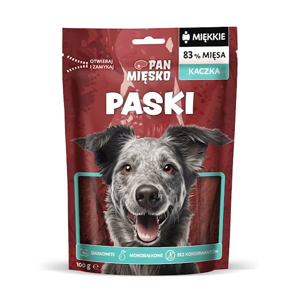 PAN MIĘSKO PASKI KACZKA DLA PSA 100G