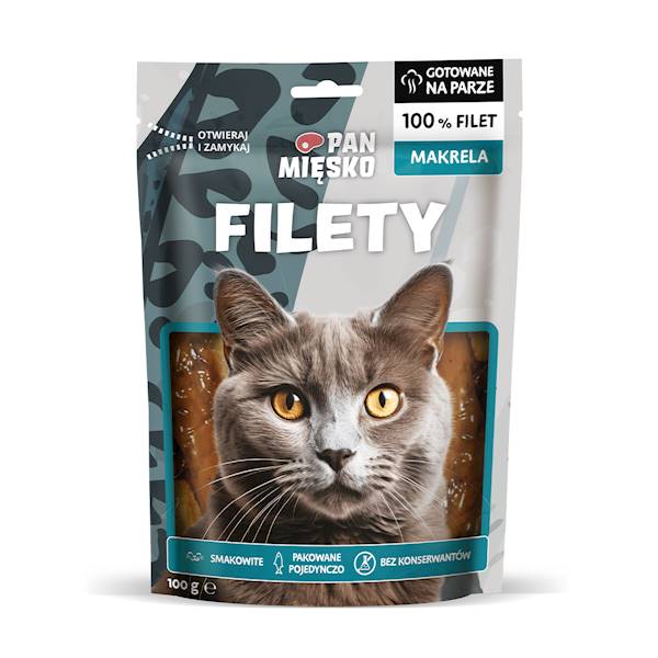 PAN MIĘSKO FILETY MAKRELA DLA KOTA 100G