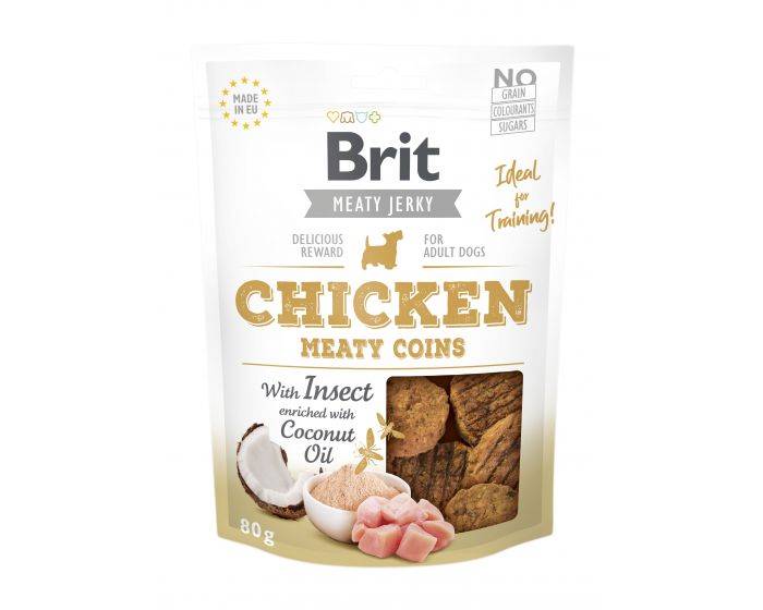 BRIT JERKY CHICKEN INSECT MEATY COINS 80G