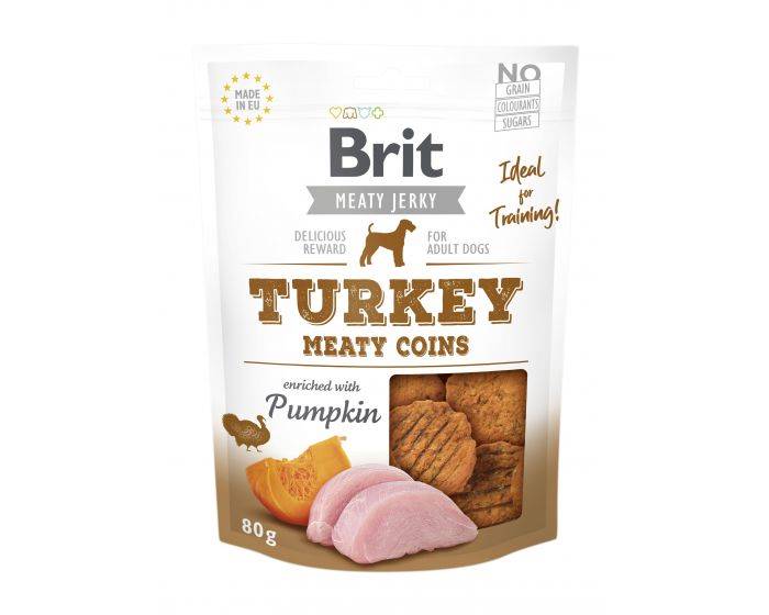 BRIT JERKY TURKEY MEATY COINS 80G