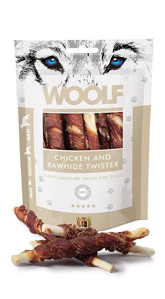WOOLF CHICKEN AND RAWHIDE TWISTER 100G