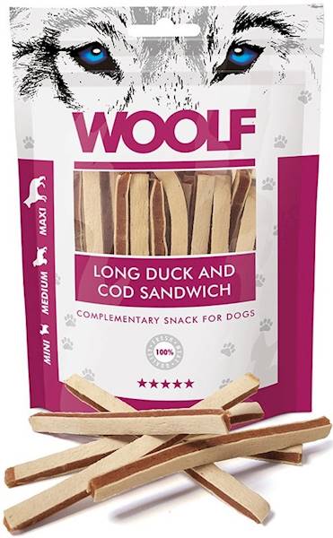 WOOLF LONG DUCK AND COD SANDWICH 100G