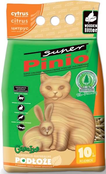 SUPER BENEK PINIO CYTRUS ŻWIREK DREWNIANY DLA KOTA 10L 