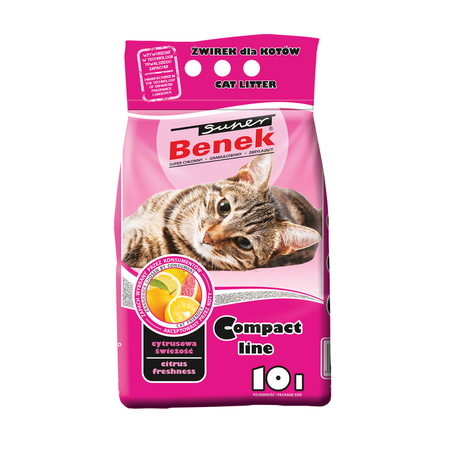 SUPER BENEK COMPACT CYTRUSOWA ŚWIEŻOŚĆ ŻWIREK BENTONITOWY 10L