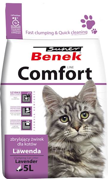 SUPER BENEK ŻWIREK BENTONITOWY COMFORT LAWENDA 5L