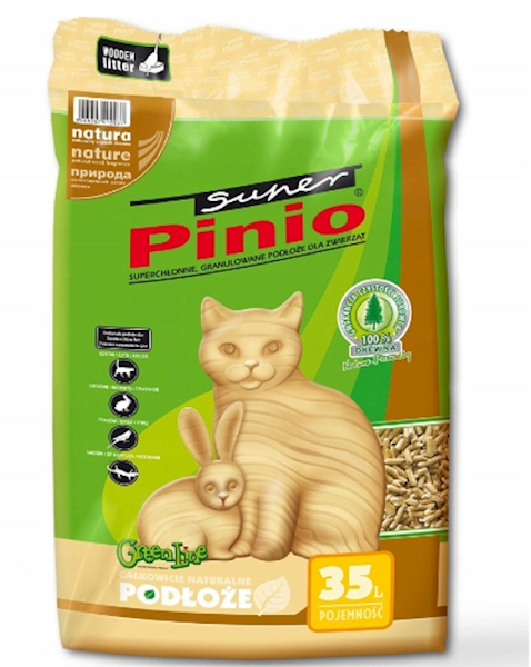 SUPER BENEK ŻWIREK DREWNIANY PINIO NATURALNY 35L
