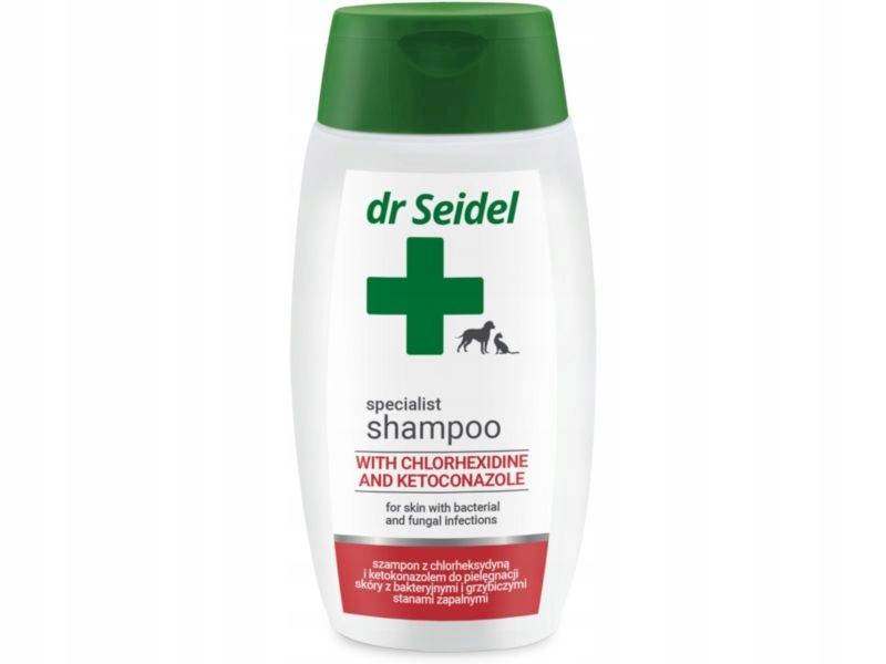 DR SEIDEL SZAMPON Z CHLORHEKSYDYNĄ DLA PSÓW I KOTÓW 220ML