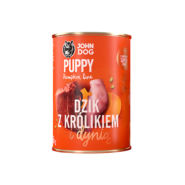 JOHN DOG PUMPKIN DZIK Z KRÓLIKIEM I DYNIĄ DLA SZCZENIĄT 400G