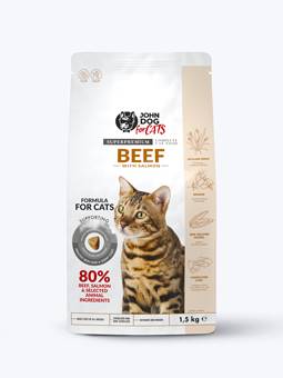 JOHN DOG FOR CATS WOŁOWINA Z ŁOSOSIEM DLA KOTA SUCHA KARMA 400G