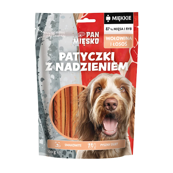 PAN MIĘSKO PATYCZKI Z NADZIENIEM WOŁOWINA ŁOSOŚ 100G