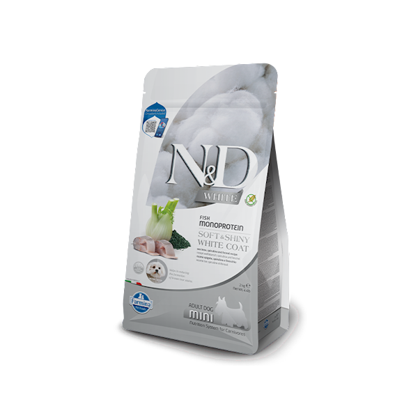 N&D WHITE DOG SEA BASS, SPIRULINA & FENNEL ADULT MINI 2 KG