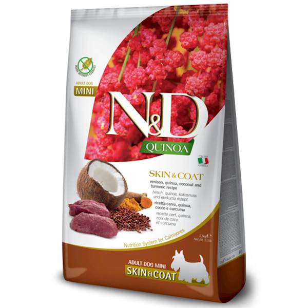 N&D QUINOA DOG SKIN&COAT VENISON ADULT MINI 800G