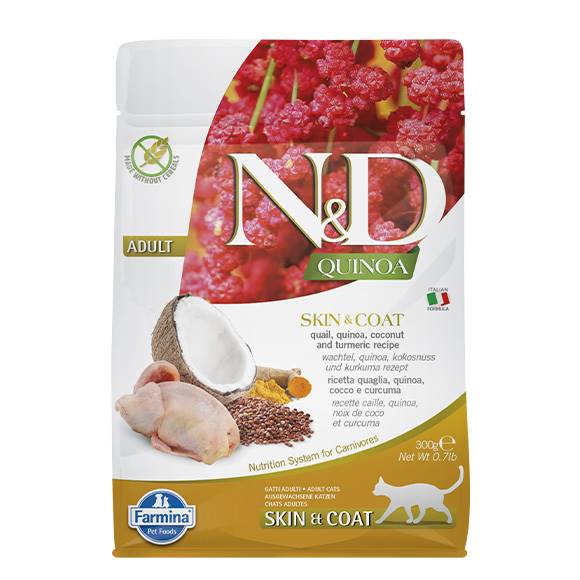 N&D CAT QUINOA SKIN & COAT QUAIL 300G
