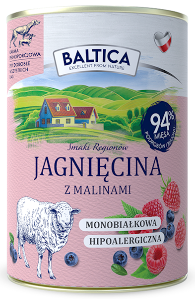 BALTICA JAGNIĘCINA Z MALINĄ MONOBIAŁKOWA 400G PIES