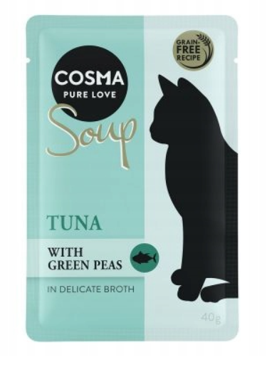 COSMA SOUP TUŃCZYK Z ZIELONYM GROSZKIEM 40G – ZUPKA DLA KOTA