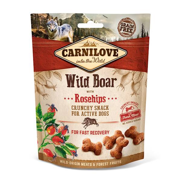 CARNILOVE CRUNCHY SNACK WILD BOAR ROSEHI 200G