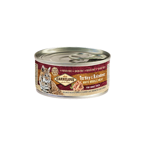 CARNILOVE KOT PUSZKA INDYK I RENIFER 100G