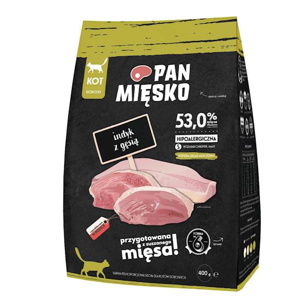PAN MIĘSKO KOT INDYK Z GĘSIĄ (DOROSŁY) CHRUPKI S 400G