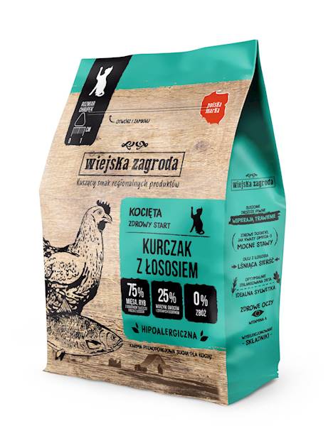 WIEJSKA ZAGRODA SUCHA KOT KURCZAK Z ŁOSOSIEM (KOCIAK) 400G