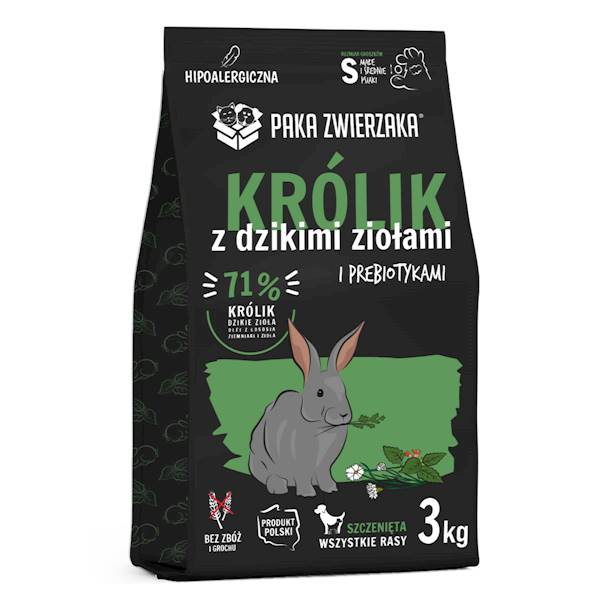 PAKA ZWIERZAKA PUPPY KRÓLIK Z DZIKIMI ZIOŁAMI 3KG