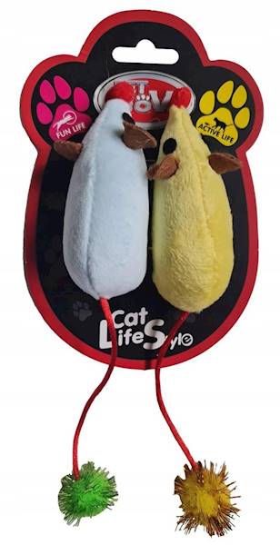 PET NOVA ZABAWKA DLA KOTA ZESTAW 2 MYSZKI PLUSZOWE 8X4CM CAT-MOUSESET-